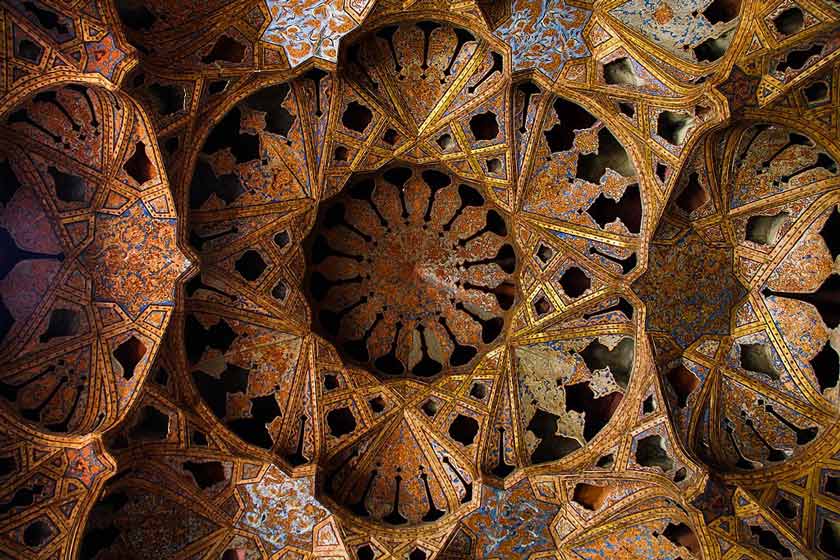 Ceiling of the Ali Qapu talar with painted geometric patterns