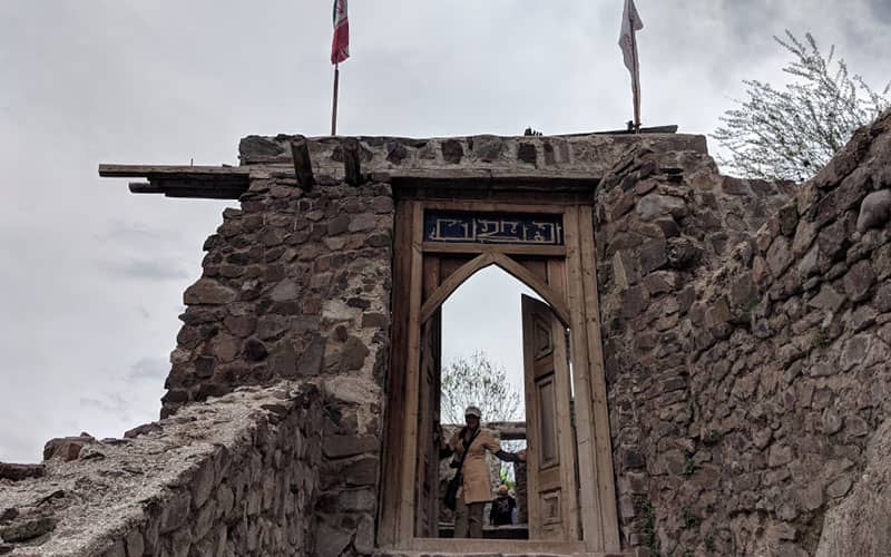 The stone entrance tunnel of Alamut Castle carved through the rock
