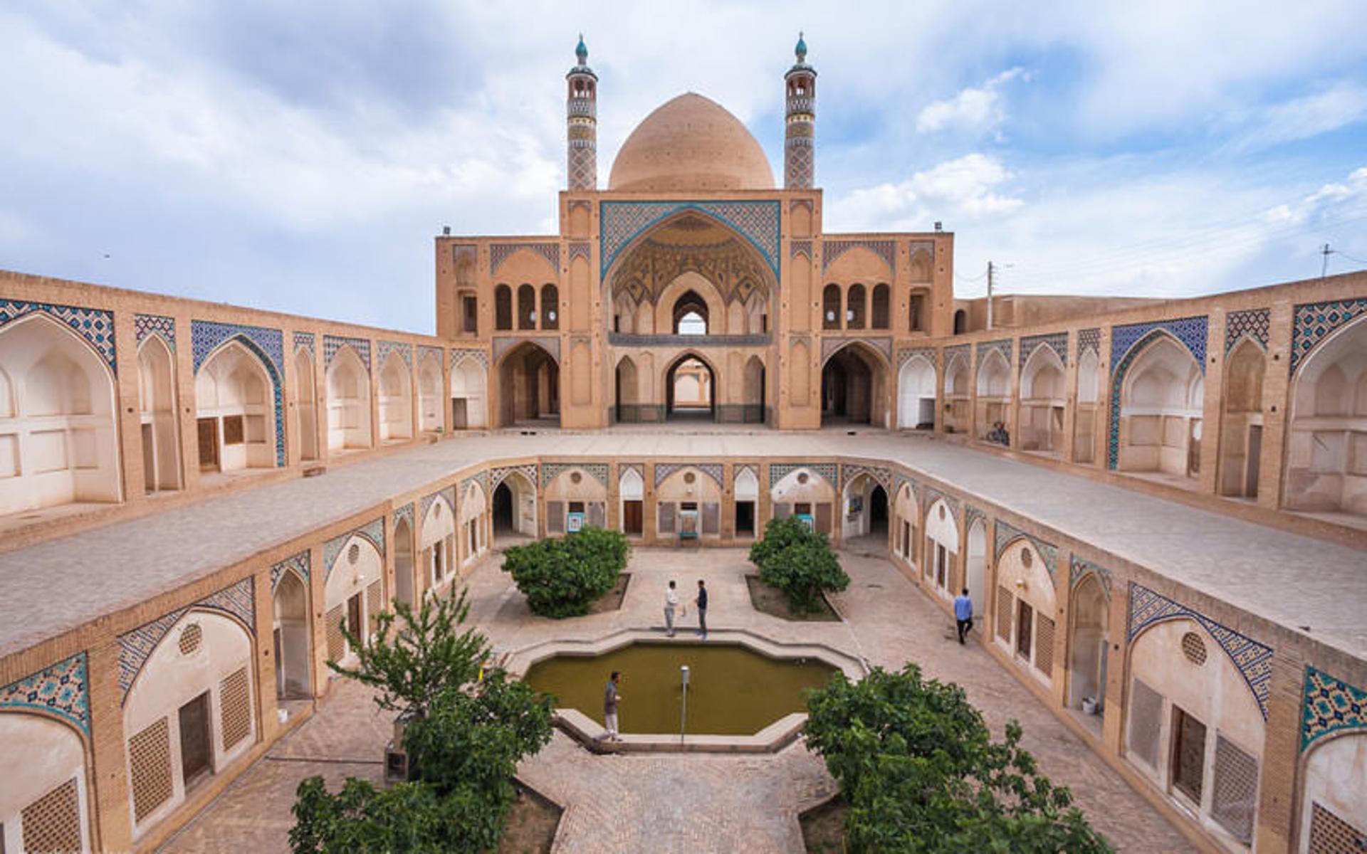 The courtyard of the Agha Bozorg mosque and madrasa in Kashan