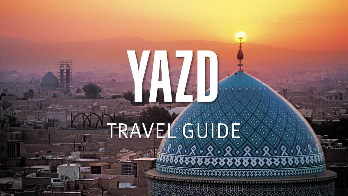 Yazd city panorama with mud-brick rooftops and windcatchers