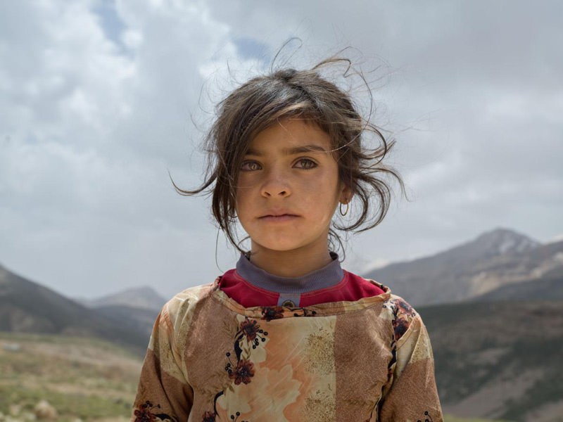 Bakhtiari nomad children playing near the family tent in the Khuzestan lowlands