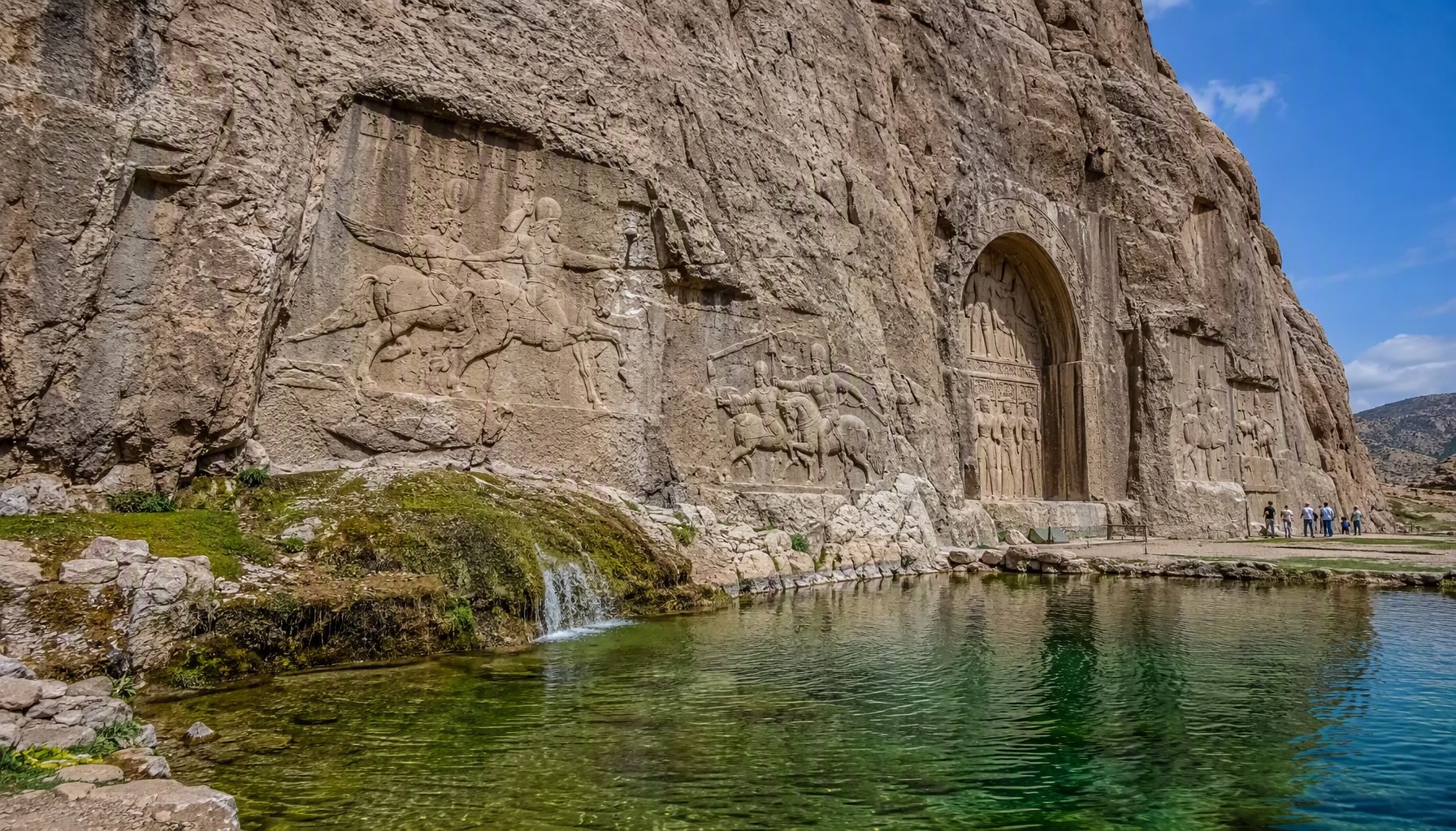 Ancient rock reliefs at Tagh-e Bostan near Kermanshah