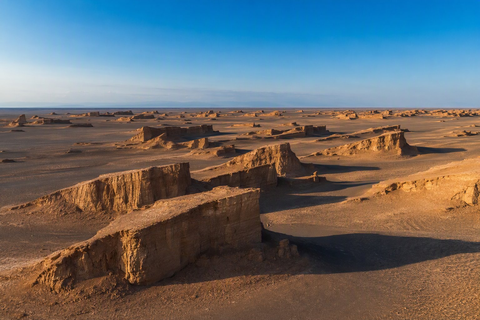 Wind-carved yardangs in Dasht-e Lut