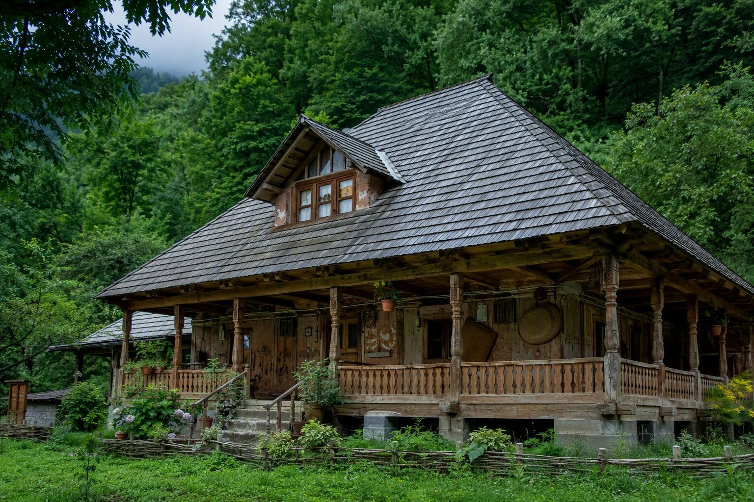 Traditional wooden house in the village
