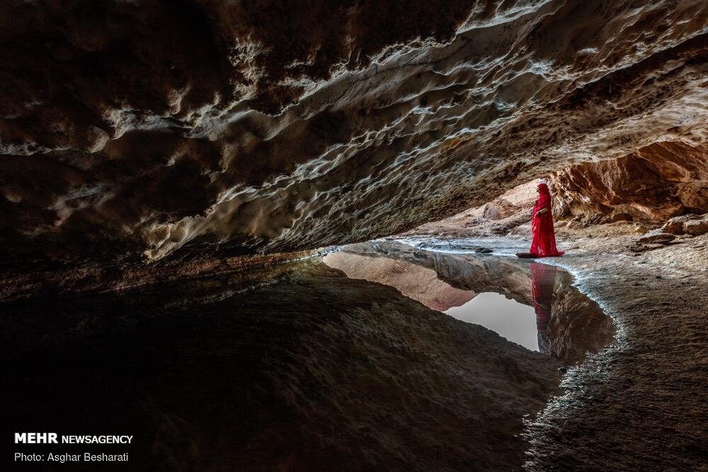 Salt formations inside Namakdan Cave, Qeshm Geopark, one of the longest salt caves in the world
