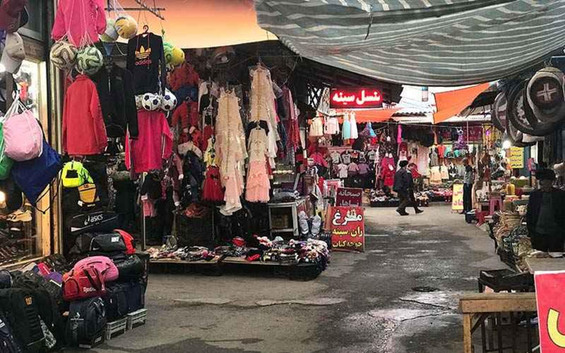 Clothes and bag shops in the traditional bazaar of Ramsar