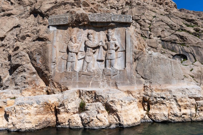 Bisotun site at sunset in Kermanshah Province
