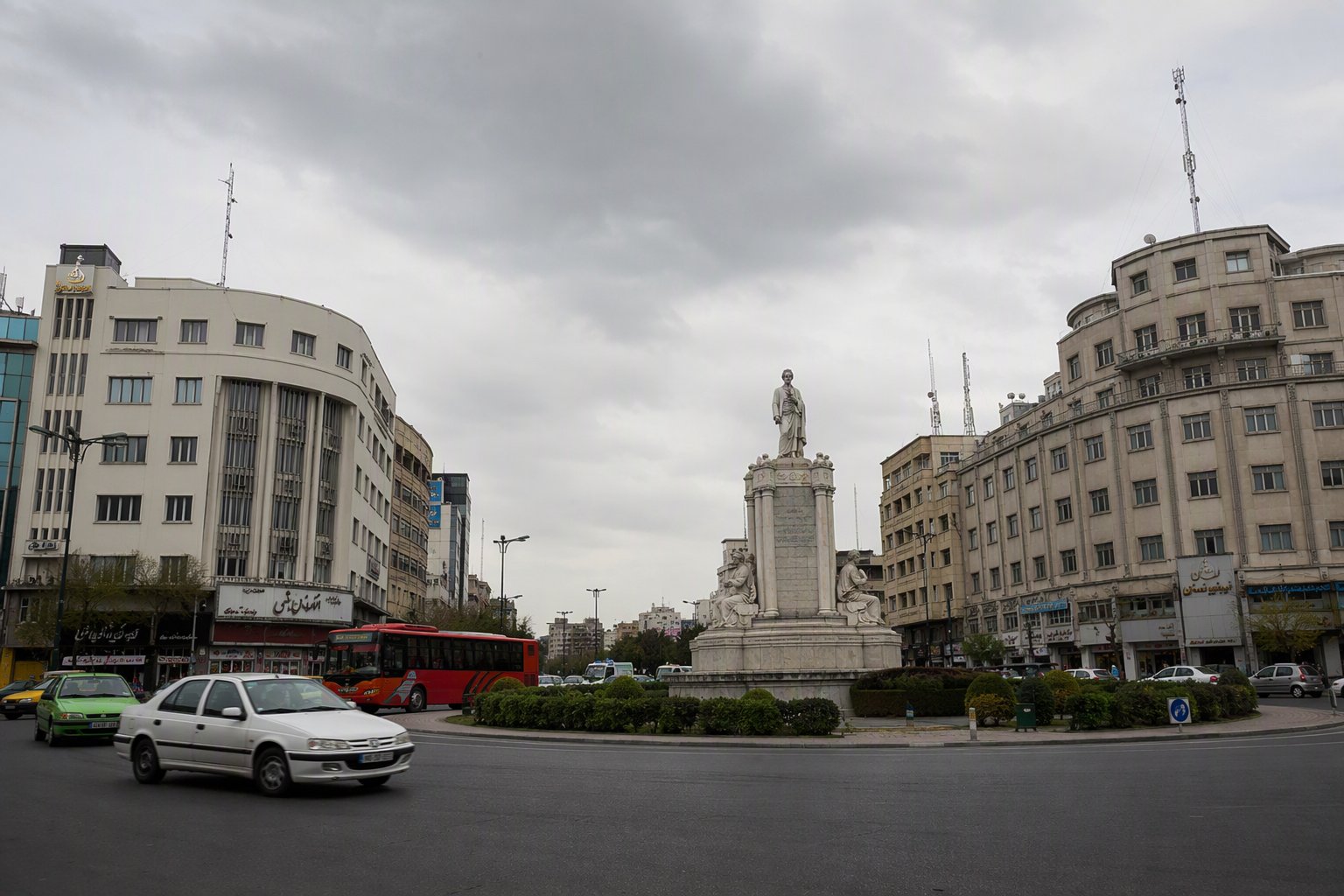 Ferdowsi Square and surrounding buildings in central Tehran