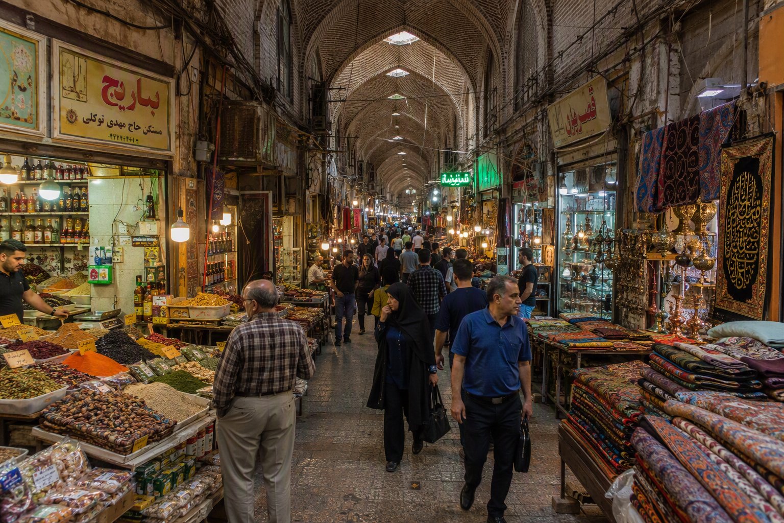 Ferdowsi Passage shops and pedestrian activity