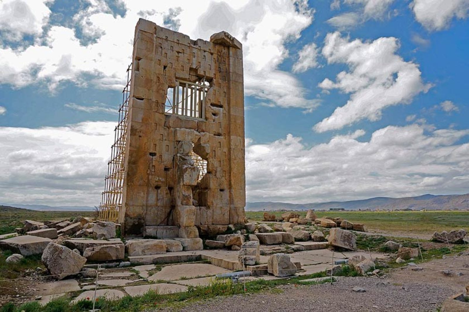 The Achaemenid tombs carved into the cliff at Naqsh-e Rostam, often visited on the same day as Pasargadae