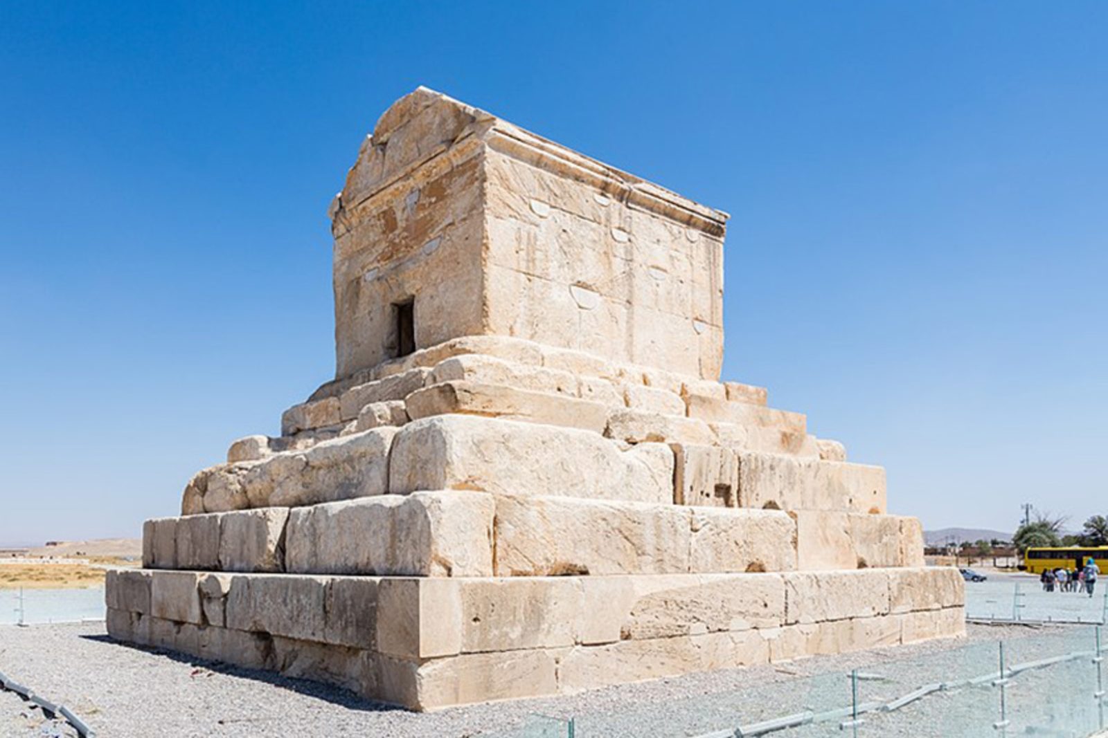 The surviving columns and black limestone doorways of the Audience Palace at Pasargadae