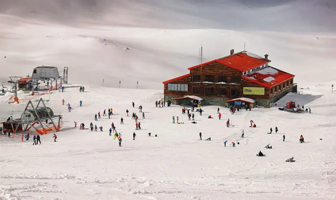 Aerial view of Tochal ski resort near Tehran