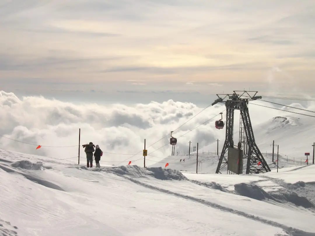 Tochal ski slopes under a cloudy sky near Tehran