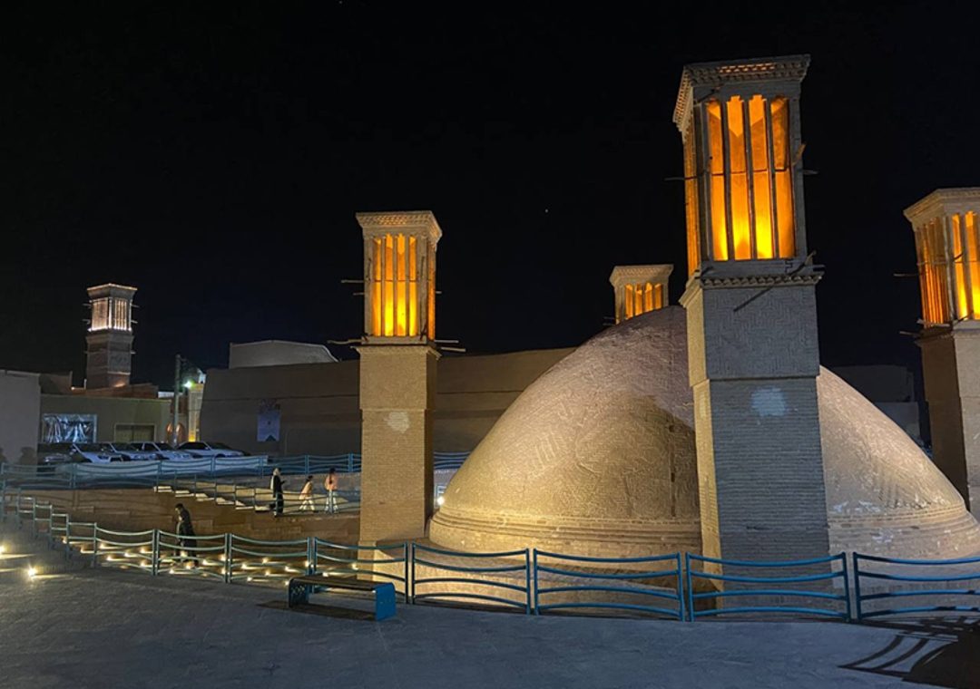 A shaded adobe alley in the historic old town of Yazd